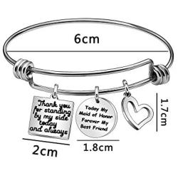 Maid of Honor Gift Bracelet Thank You for Standing by My Side Today and Always Bangle Jewelry Wedding Gift for Bridesmaid