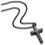 REVEMCN Cross Necklace for Men Women Kids, Silver Gold Black Stainless Steel Simple Cross Pendant Necklace 18-22 Inches Chain