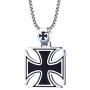 PJ Jewelry Two-Tone Stainless Steel Jerusalem Knights Templar Maltese Cross Pendant Necklace with Box Chain