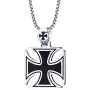 PJ Jewelry Two-Tone Stainless Steel Jerusalem Knights Templar Maltese Cross Pendant Necklace with Box Chain PJ Jewelry Two-Tone Stainless Steel Jerusalem Knights Templar Maltese Cross Pendant Necklace with Box Chain