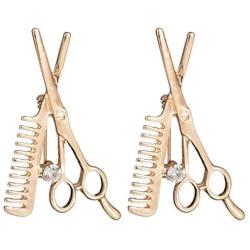 Charmart Comb Scissors Lapel Pin 2 Piece Set Barber Tools Enamel Brooch Pins Jackets Denim Shirt Collar Accessories Gifts Gold