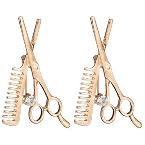 Charmart Comb Scissors Lapel Pin 2 Piece Set Barber Tools Enamel Brooch Pins Jackets Denim Shirt Collar Accessories Gifts Gold