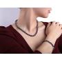 JYX Pearl Necklace Bracelet Set AAA Elegant 8-9mm Round Black Freshwater Cultured Pearl Necklace Bracelet Set for Women
