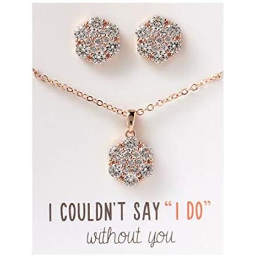 A+O Wedding Jewelry Set, Bridesmaid Gift, Necklace Set in Gold, Silver or Rose Gold
