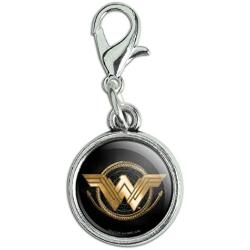 GRAPHICS & MORE Wonder Woman Movie Golden Lasso Logo Antiqued Bracelet Pendant Zipper Pull Charm with Lobster Clasp
