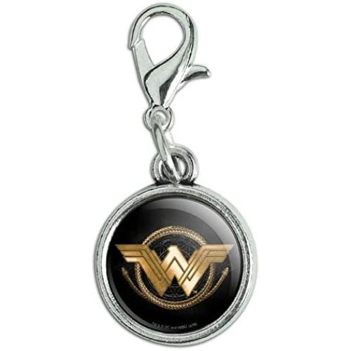 GRAPHICS & MORE Wonder Woman Movie Golden Lasso Logo Antiqued Bracelet Pendant Zipper Pull Charm with Lobster Clasp