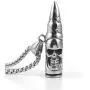 HZMAN Bullet Head Skull Demon Pendant Stainless Steel Retro Punk Gothic Jewelry Necklace 22 + 2 Inch Chain HZMAN Bullet Head Skull Demon Pendant Stainless Steel Retro Punk Gothic Jewelry Necklace 22 + 2 Inch Chain