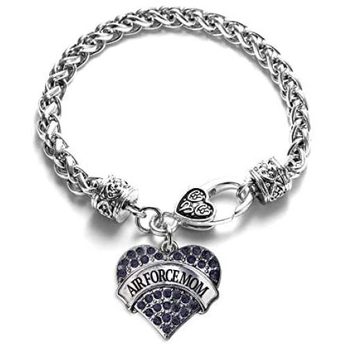 Inspired Silver - Silver Pave Heart Charm Bracelet with Cubic Zirconia Jewelry