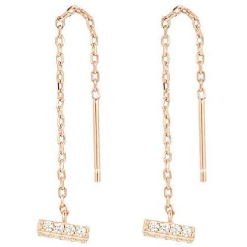 PAVOI 14K Gold Plated Sterling Silver Ball/Bar/Cuff Threader Earrings for Women in Rose Gold, White Gold and Yellow Gold