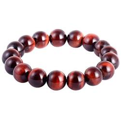 Jewever Original Natural Blue Tigereye Gemstone 12mm Smooth Round Beads Stretch Unisex