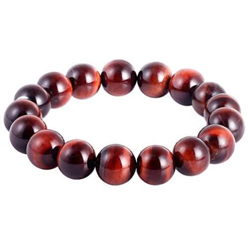 Jewever Original Natural Blue Tigereye Gemstone 12mm Smooth Round Beads Stretch Unisex