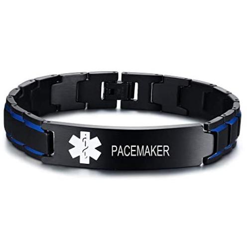 VNOX Free Custom Engraving-Unisex 2 Tone Brushed Stainless Steel Emergency Medical Alert ID Adjustable Bracelet Wristband