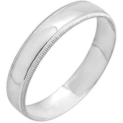 Dazzlingrock Collection Milgrain Domed Plain Traditional Fit Unisex Wedding Band, 10k White Gold