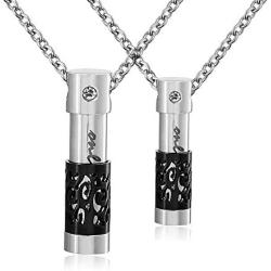 CoolJewelry Urn Necklace for Ashes Only Love Cylinder 2 Pcs Cremation Memorial Pendant Keepsake Stainless Steel Jewelry