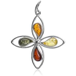 Ian and Valeri Co. Multicolor Amber Sterling Silver Drop Pendant