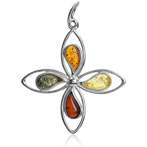 Ian and Valeri Co. Multicolor Amber Sterling Silver Drop Pendant