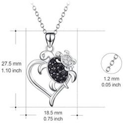 POPLYKE Turtle Necklace Sterling Silver Mother and Daughter Son Sea Turtle Heart Pendant Necklace for Women Girls Child for Grandmother Mom