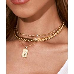 Multilayer Necklaces Anklet Set for Women Gold Plated Snake Link Chain Pendant Necklace Gifts for Girls Jewelry Set