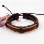 MJartoria Leather Bracelets for Men, Mens Womens Unisex Faux Leather Bracelets Adjustable Braided Multi Cool Wrap Wristbands Cuff Set