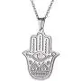 LUSSO Hamsa Hand of Fatima Pendant Necklace Evil Eye Necklace Dainty Fashion Jewelry Egyptian Necklace Good Luck Stainless Steel Pendant Success and Protection Pendant for Men Women