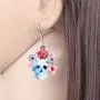 NEWEI Acrylic Halloween Floral Skull Earrings Drop Dangle Big Long Fashion Jewelry for Women Girls Gift Charms