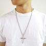 3PCS Fashion Jewelry Polished Stainless Steel Nail Cross Pendant-Chain Necklace Christian Jewelry Church Baptism Gift Cross Pendant Necklaces for Men Women (Gold Silver Black)