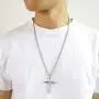 3PCS Fashion Jewelry Polished Stainless Steel Nail Cross Pendant-Chain Necklace Christian Jewelry Church Baptism Gift Cross Pendant Necklaces for Men Women (Gold Silver Black)