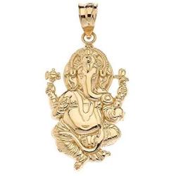 CaliRoseJewelry 10k Hindu Lord Ganesh Ganesha Elephant Hindu God of Fortune Charm Pendant