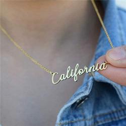 HUTINICE 18k Gold Plated California Necklace, Florida Necklace, New York Necklace, Texas Necklace, Georgia State Necklace Dainty Jewelry