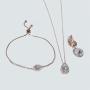 UDORA CZ Tearsdrop Earrings Necklace Jewelry Set for Bridal Bridesmaids