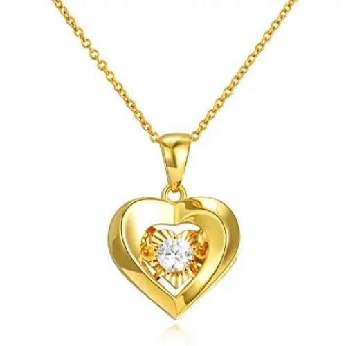 18k Gold Heart Jewelry Necklace for Women, Solid Gold Chain and Pendant Necklace for Her, Anniversary Jewelry Present for Wife, Gifts for Mother,18'' 18k Gold Heart Jewelry Necklace for Women, Solid Gold Chain and Pendant Necklace for Her, Anniversary Jewelry Present for Wife, Gifts for Mother,18''