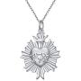 S925 Sterling Silver Flaming Sacred Heart Necklace Catholic Faith Charm Pendant Love of God Thorn Jewelry Easter Gifts