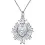 S925 Sterling Silver Flaming Sacred Heart Necklace Catholic Faith Charm Pendant Love of God Thorn Jewelry Easter Gifts S925 Sterling Silver Flaming Sacred Heart Necklace Catholic Faith Charm Pendant Love of God Thorn Jewelry Easter Gifts