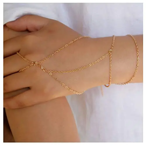 TseanYi Finger Ring Bracelet Gold Wrist Finger Bracelet Boho Slave Bracelet Hand Chain Alloy Chain Handpiece Jewelry for Women and Girls (Gold) TseanYi Finger Ring Bracelet Gold Wrist Finger Bracelet Boho Slave Bracelet Hand Chain Alloy Chain Handpiece Jewelry for Women and Girls (Gold)
