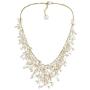 AeraVida Waterfall of Cultured Freshwater White Pearl-Fashion Crystal on Gold Silk Thread Collar Necklace