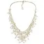 AeraVida Waterfall of Cultured Freshwater White Pearl-Fashion Crystal on Gold Silk Thread Collar Necklace