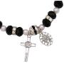 Rosemarie Collections Womens Beaded Stretch Rosary Bracelet with Crucifix and Miraculous Medal