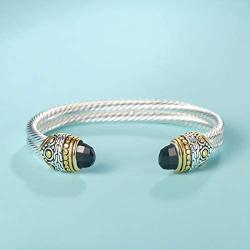 UNY Designer Inspired Jewelry Double Cable Wire Facet CZ Antique Bangle Elegant Beautiful