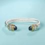 UNY Designer Inspired Jewelry Double Cable Wire Facet CZ Antique Bangle Elegant Beautiful