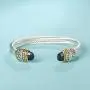 UNY Designer Inspired Jewelry Double Cable Wire Facet CZ Antique Bangle Elegant Beautiful