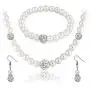 SEVENSTONE Faux Pearl Crystal Choker Necklace Earring Bracelet Jewelry Set for Women Wedding Bridal Jewelry SEVENSTONE Faux Pearl Crystal Choker Necklace Earring Bracelet Jewelry Set for Women Wedding Bridal Jewelry