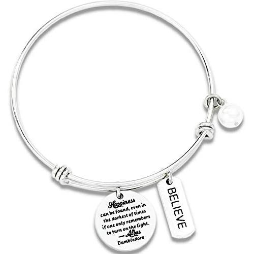 Kivosliviz Encouragement Bracelet Jewelry Happiness Can Be Found in The Darkest of Times Courage Bracelets