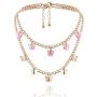 PROTUSTER Boho Butterfly Double Layered Choker Necklaces Chain Necklace Set Pink Butterflies Pendant Clothing Accessories Jewelry for Women and Teens Girls