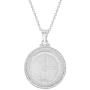 925 Sterling Silver Clear CZ Saint Benedict San Benito Nurzia Medal Pendant 19''