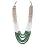 Aheli Classy Faux Kundan Beaded Pearl Long Necklace with Maang Tikka Set Indian Ethnic Wedding Bridal Jewelry for Women