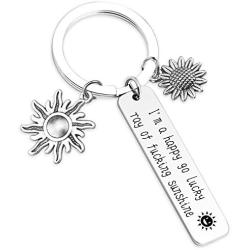 HN HNHB A Happy Go Lucky Ray of Sunshine Funny Keychain Sunshine Gift Inspirational Jewelry Gifts (Lucky Ray KE) …