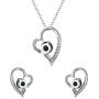 EleQueen 925 Sterling Silver Heart Jewelry Set for Women CZ Forever Love Heart Pendant Necklace Stud Earrings, Rolo Chain 20