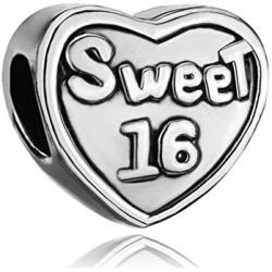 Third Time Charm Heart Sweet 16 Charm Beads for European Charms Bracelets