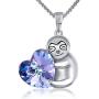Grecia Sloth Necklace Love Heart Pendent Necklace for Women, Crystal from Swarovski, Purple Heart Crystal Jewelry Gifts for Mom Wife Girlfriend Friend Daughter