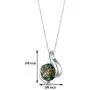 Created Black Opal Pendant Necklace Sterling Silver Round Cabochon 1.75 Carats